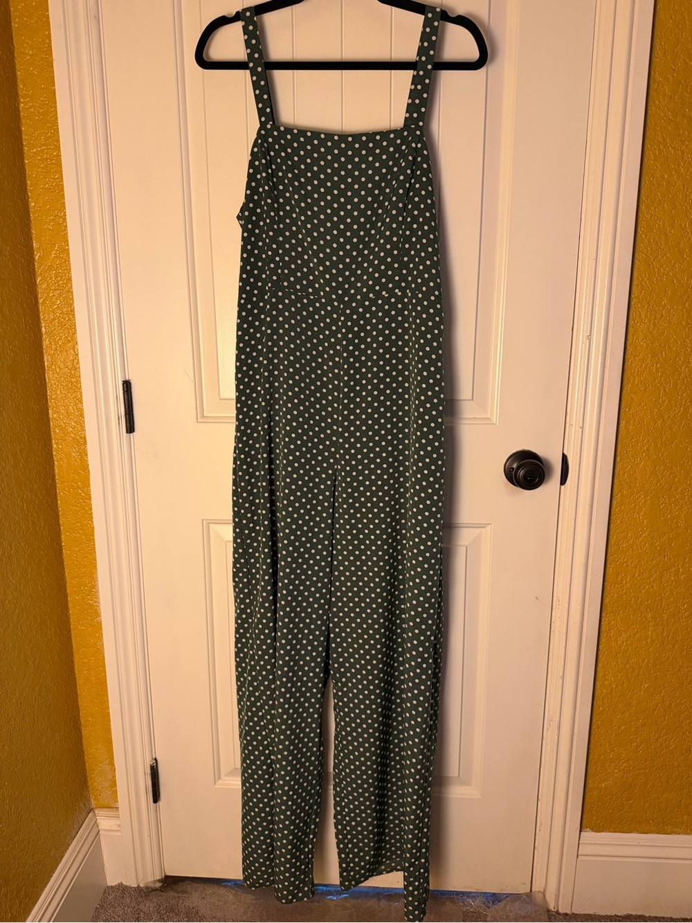 Forever 21 Green Polka Dot Straight-Leg Jumpsuit